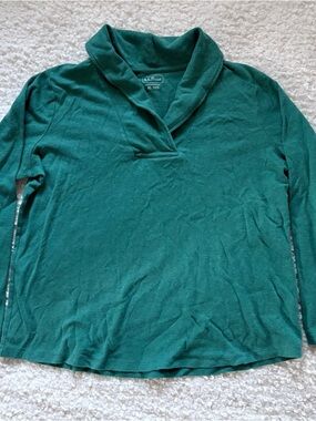L.L.Bean Green Long Sleeve Pullover Top Size XL Regular | Casual Soft Stretch